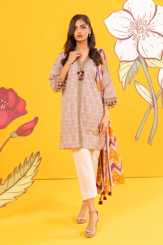 2 Pc Printed Lawn Shirt With Lawn Dupatta