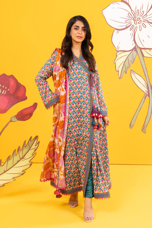 2 Pc Printed Lawn Shirt With Lawn Dupatta