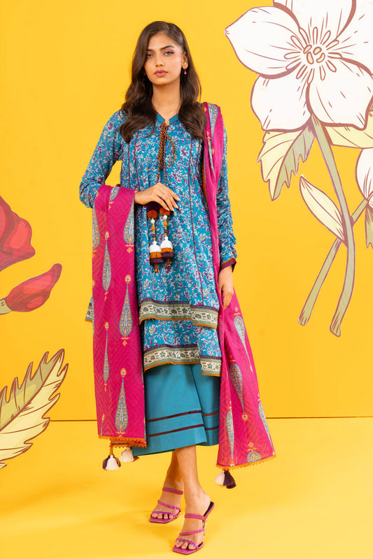 2 Pc Printed Lawn Shirt With Lawn Dupatta