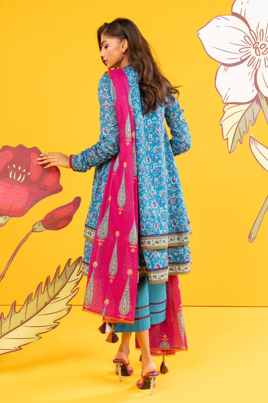 2 Pc Printed Lawn Shirt With Lawn Dupatta