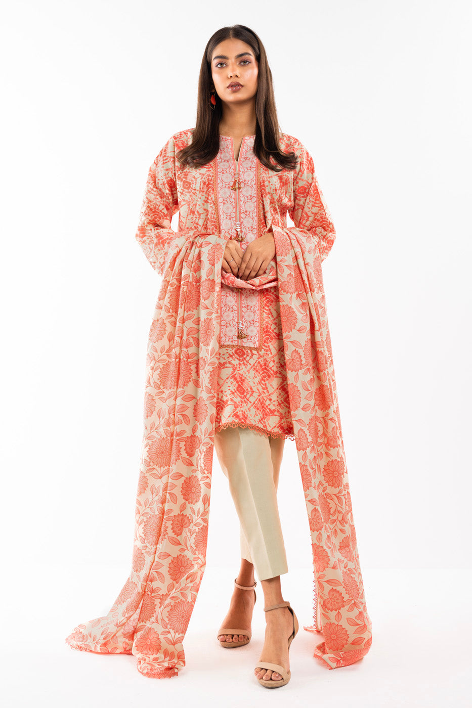 2 Pc Printed Lawn Shirt With Lawn Dupatta