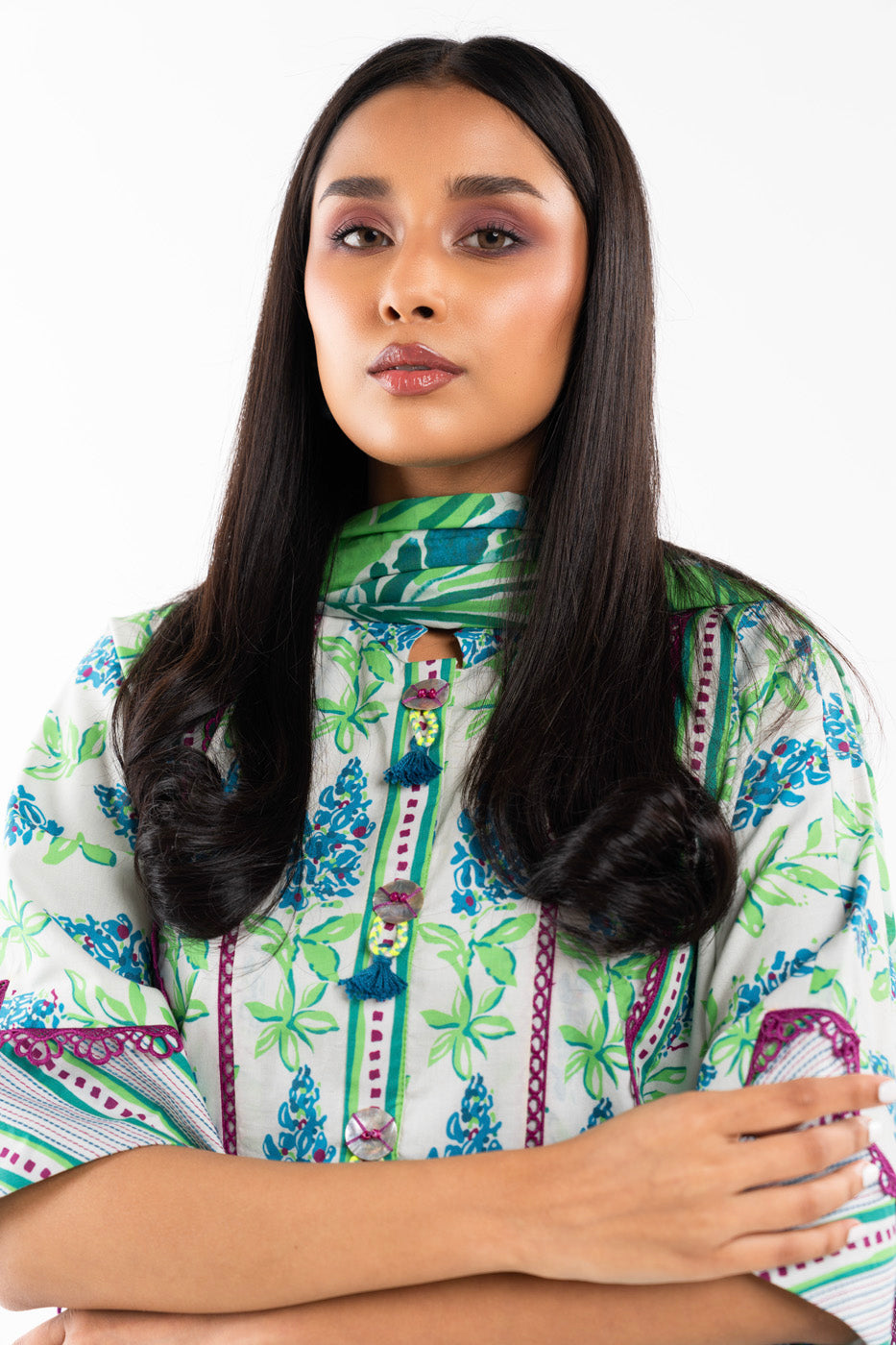 2 Pc Printed Lawn Shirt With Lawn Dupatta