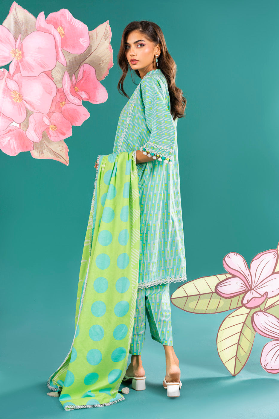 2 Pc Printed Lawn Shirt With Lawn Dupatta