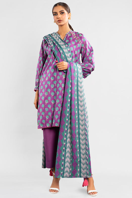 2 Pc Printed Lawn Shirt With Lawn Dupatta
