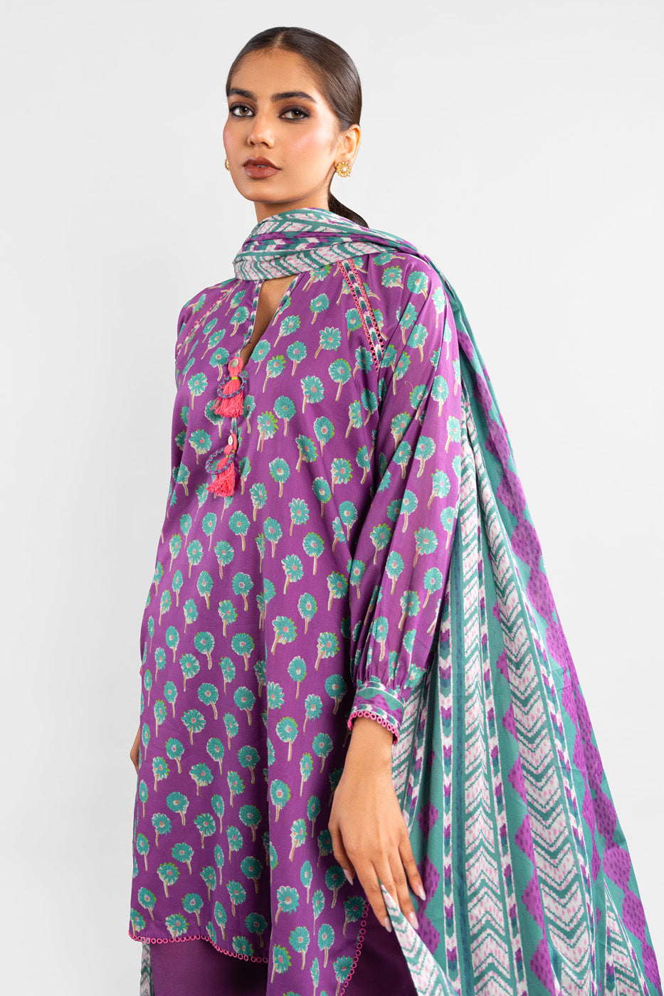 2 Pc Printed Lawn Shirt With Lawn Dupatta