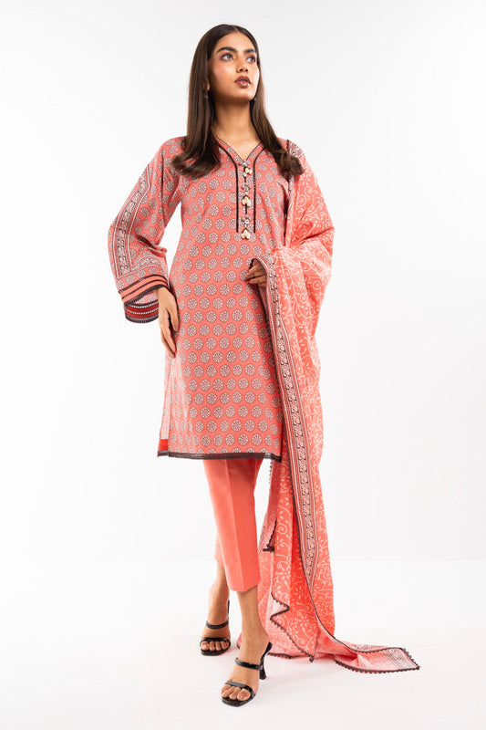 2 Pc Printed Lawn Shirt With Lawn Dupatta