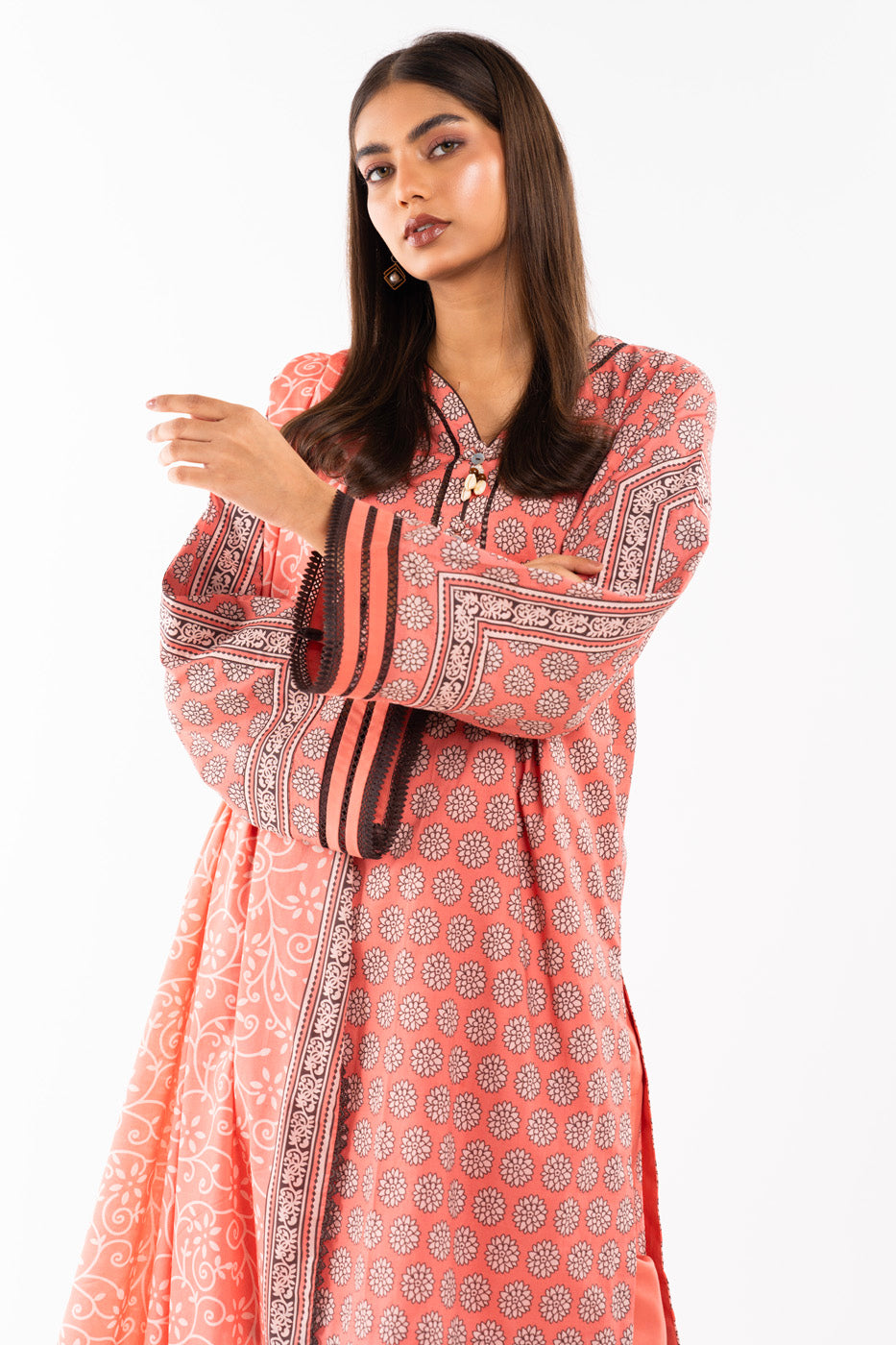 2 Pc Printed Lawn Shirt With Lawn Dupatta