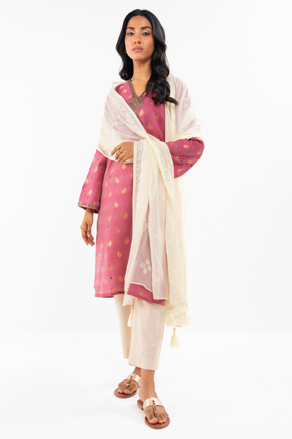 1 Pc Embroidered Chiffon Dupatta