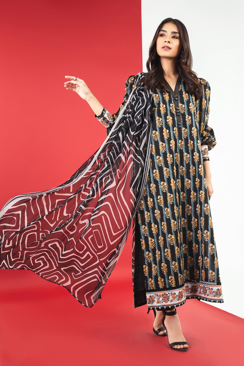 1 Pc Printed Chiffon Dupatta