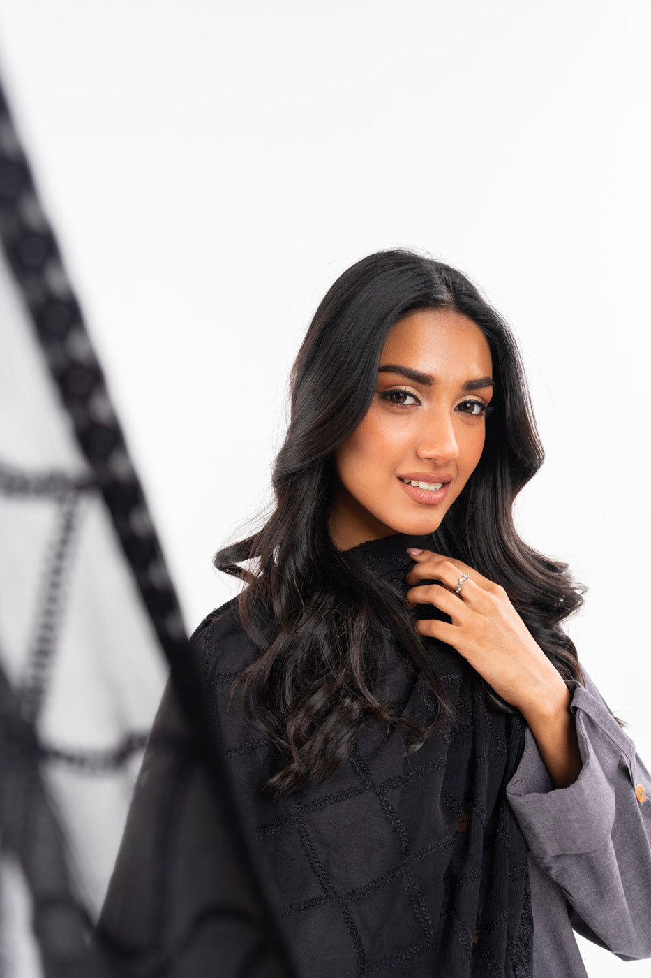 1 Pc Embroidered Chiffon Dupatta