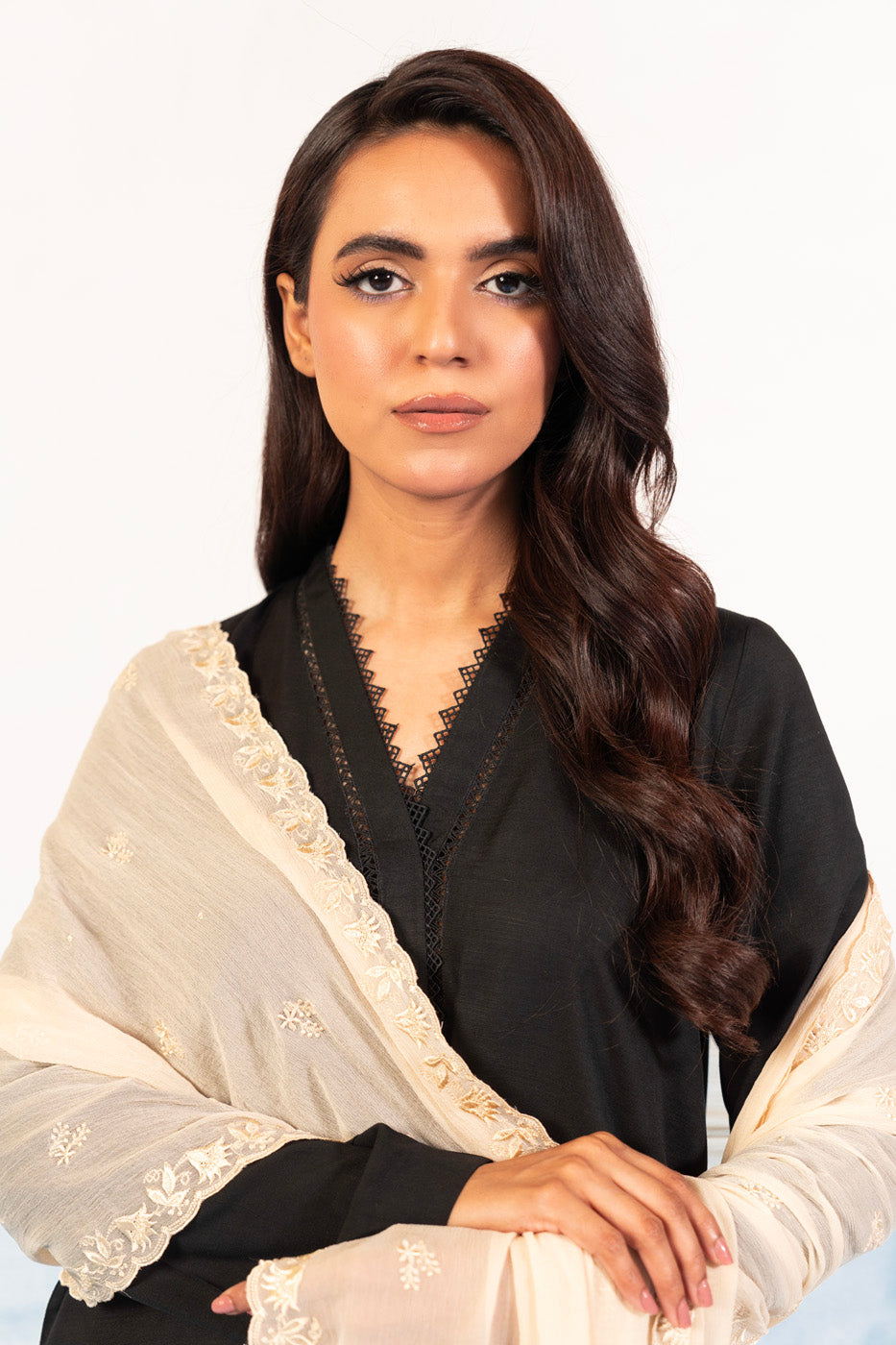1 Pc Embroidered Chiffon Dupatta