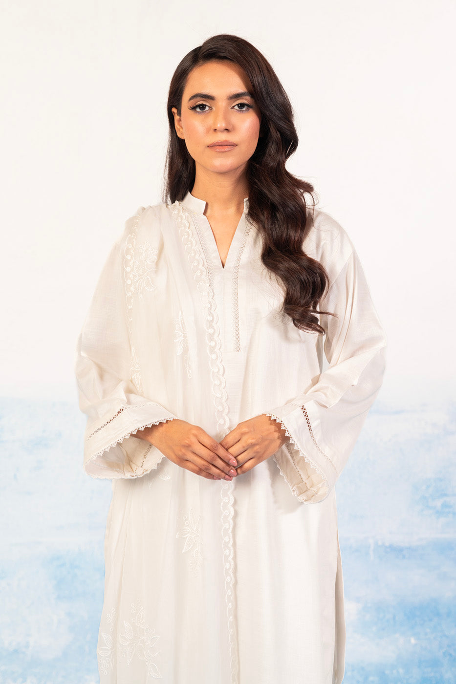 1 Pc Embroidered Chiffon Dupatta