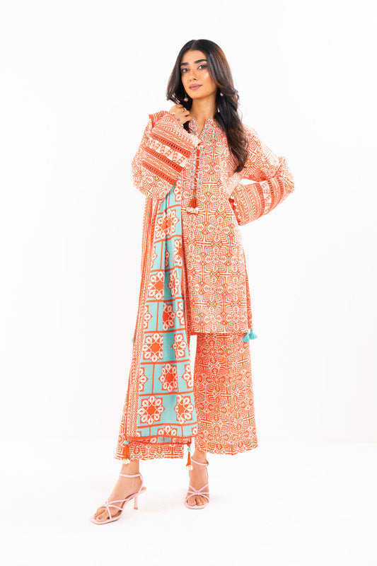 3 Pc Printed Lawn Suit With Lawn Dupatta