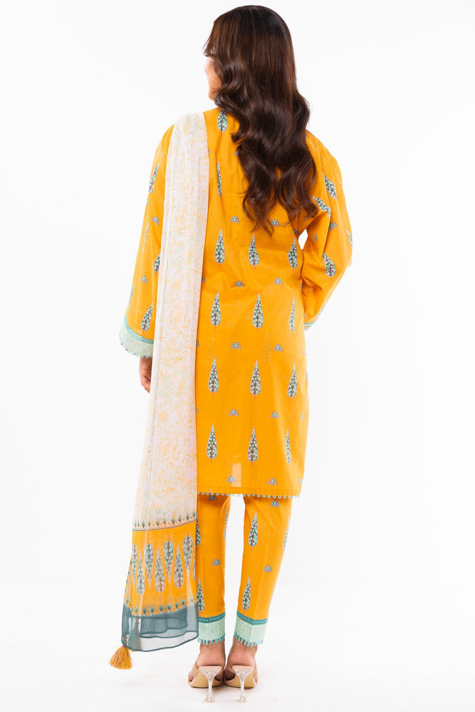 3 Pc Printed Lawn Suit With Chiffon Dupatta