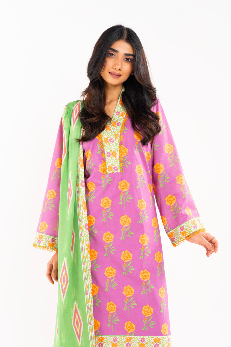 3 Pc Printed Lawn Suit With Lawn Dupatta
