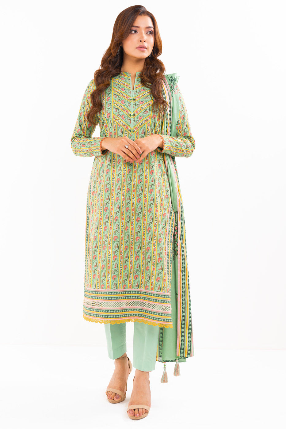 3 Pc Printed Lawn Suit With Lawn Dupatta