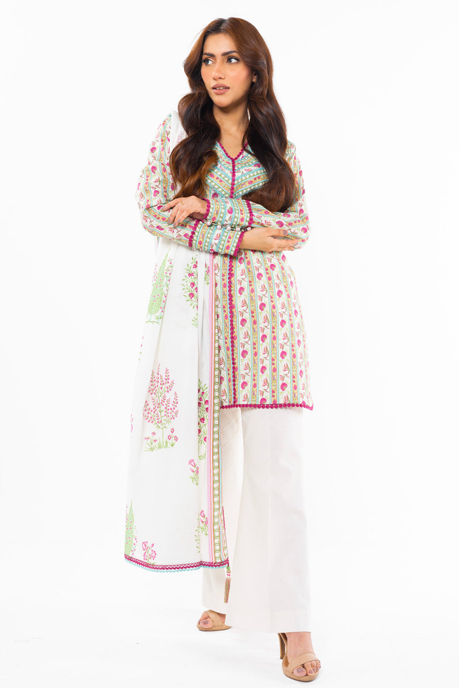 3 Pc Printed Lawn Suit With Lawn Dupatta
