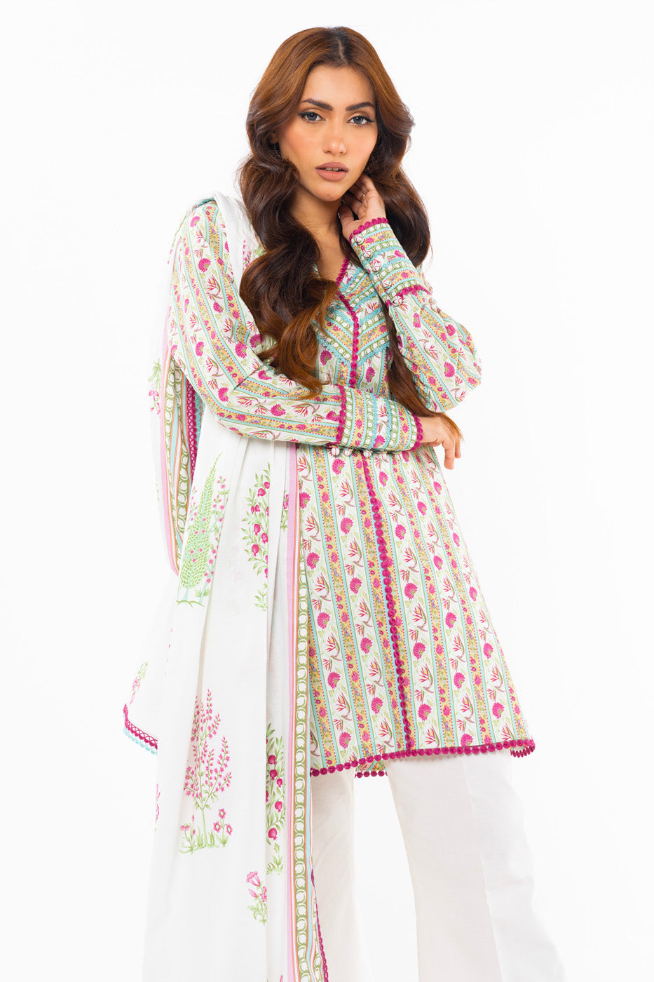 3 Pc Printed Lawn Suit With Lawn Dupatta