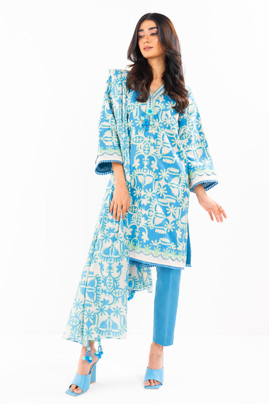 3 Pc Printed Lawn Suit With Lawn Dupatta
