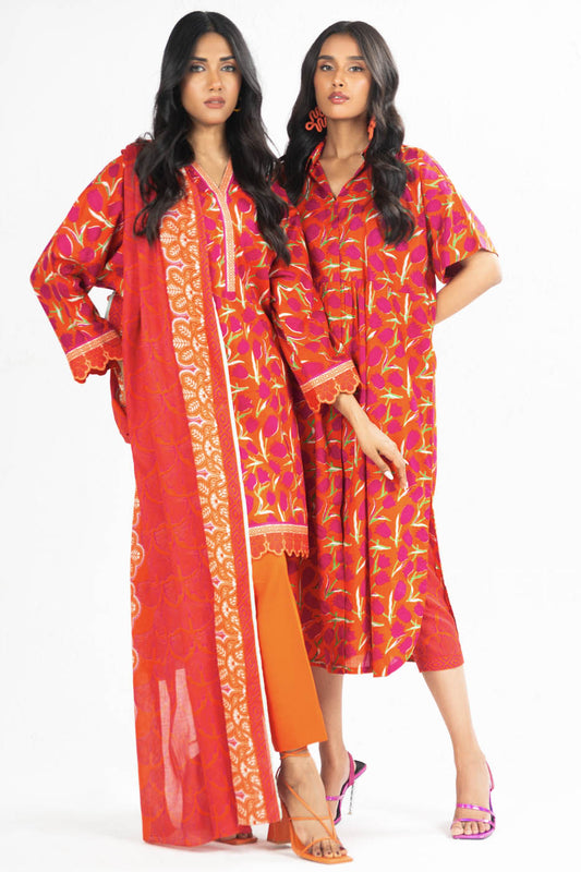 3 Pc Printed Lawn Suit With Lawn Dupatta