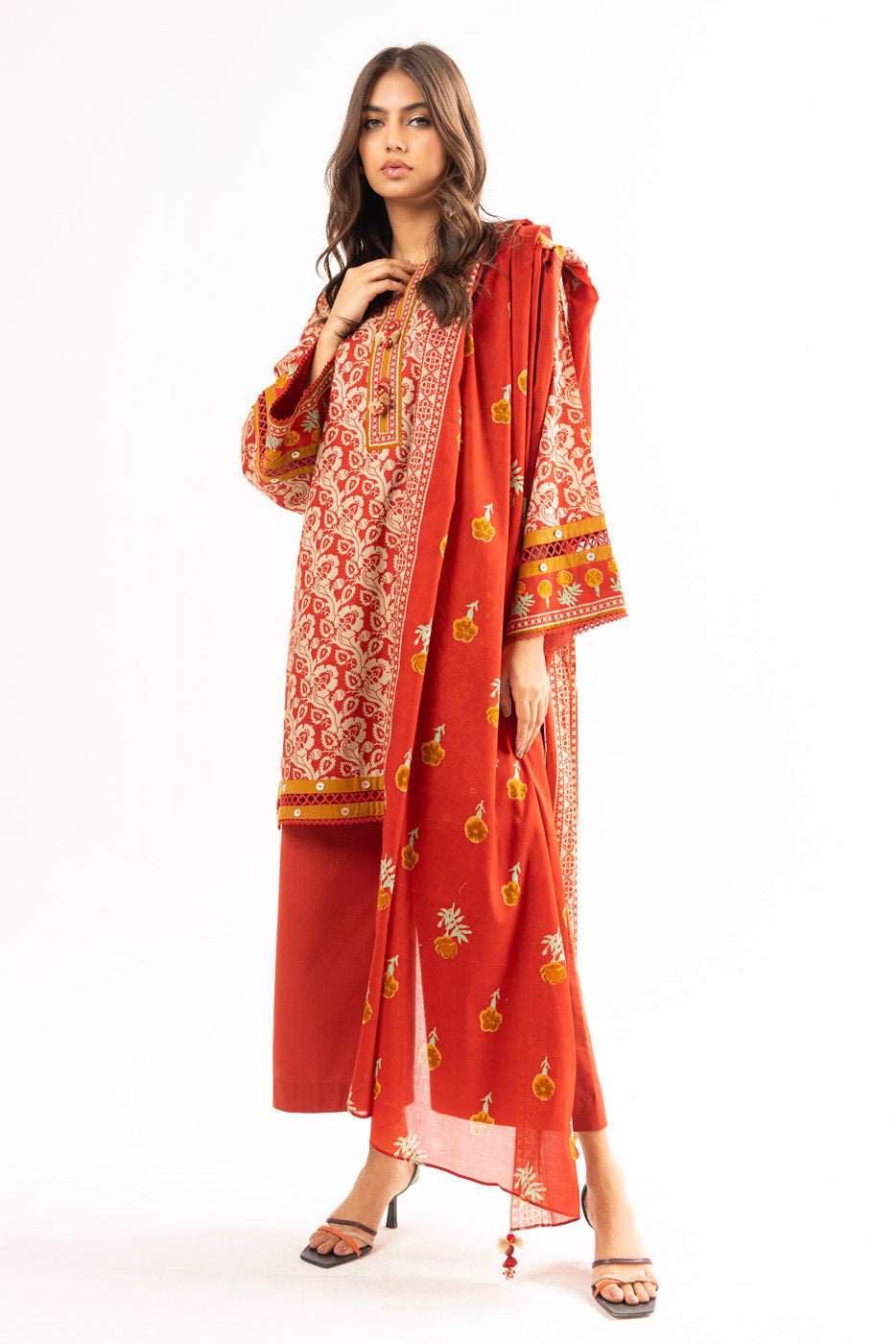 3 Pc Printed Lawn Suit With Lawn Dupatta