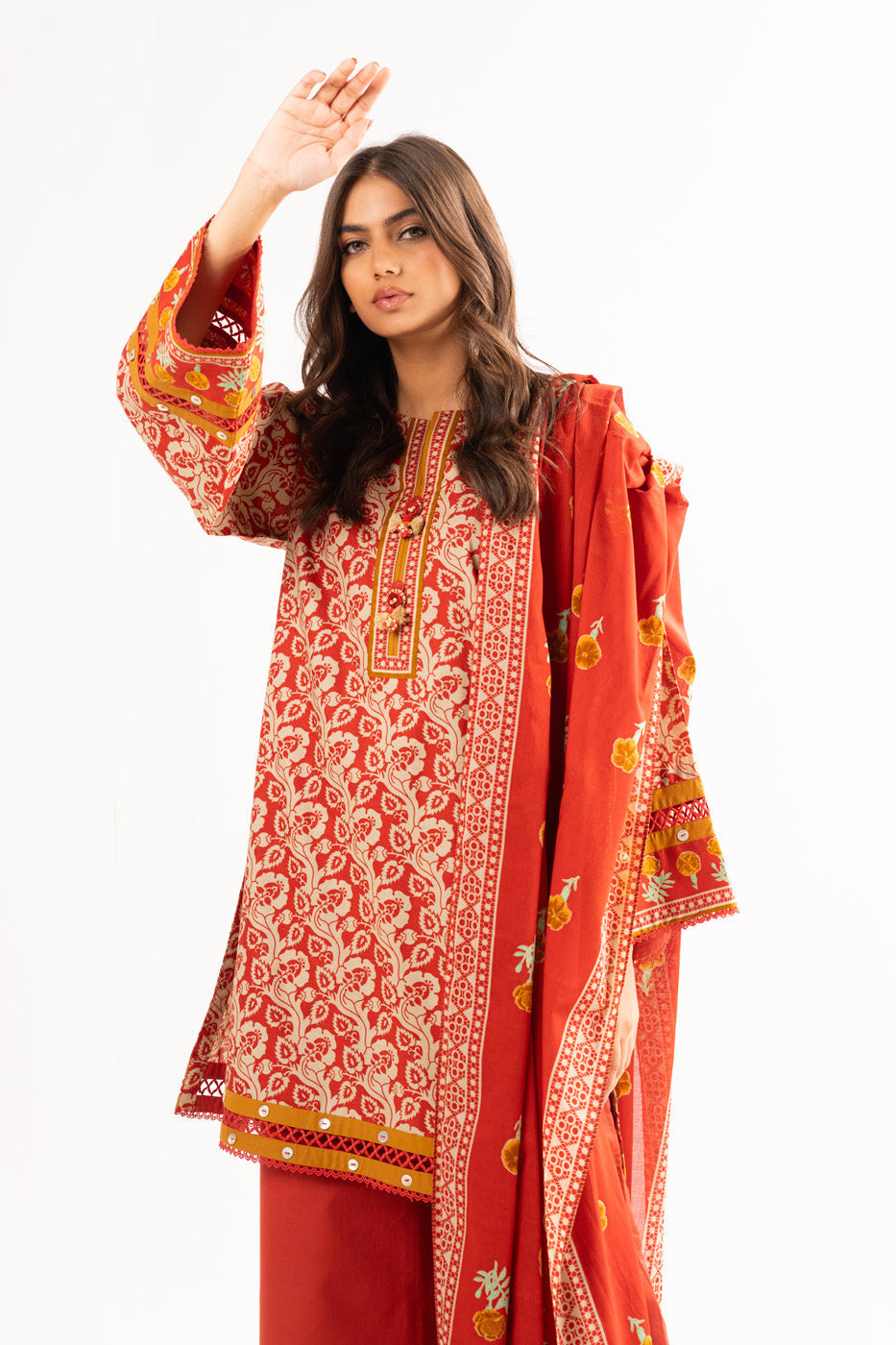 3 Pc Printed Lawn Suit With Lawn Dupatta