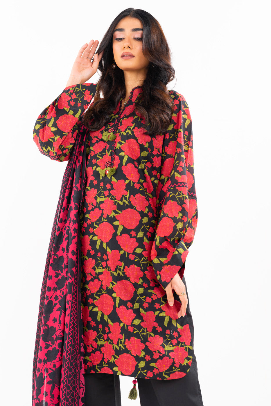 3 Pc Printed Lawn Suit With Lawn Dupatta