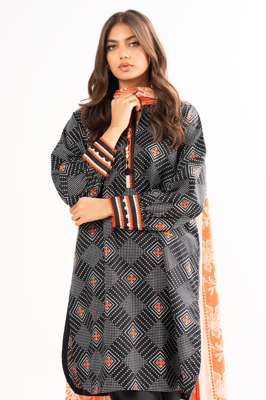 3 Pc Printed Lawn Suit With Lawn Dupatta