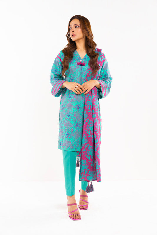3 Pc Printed Lawn Suit With Lawn Dupatta
