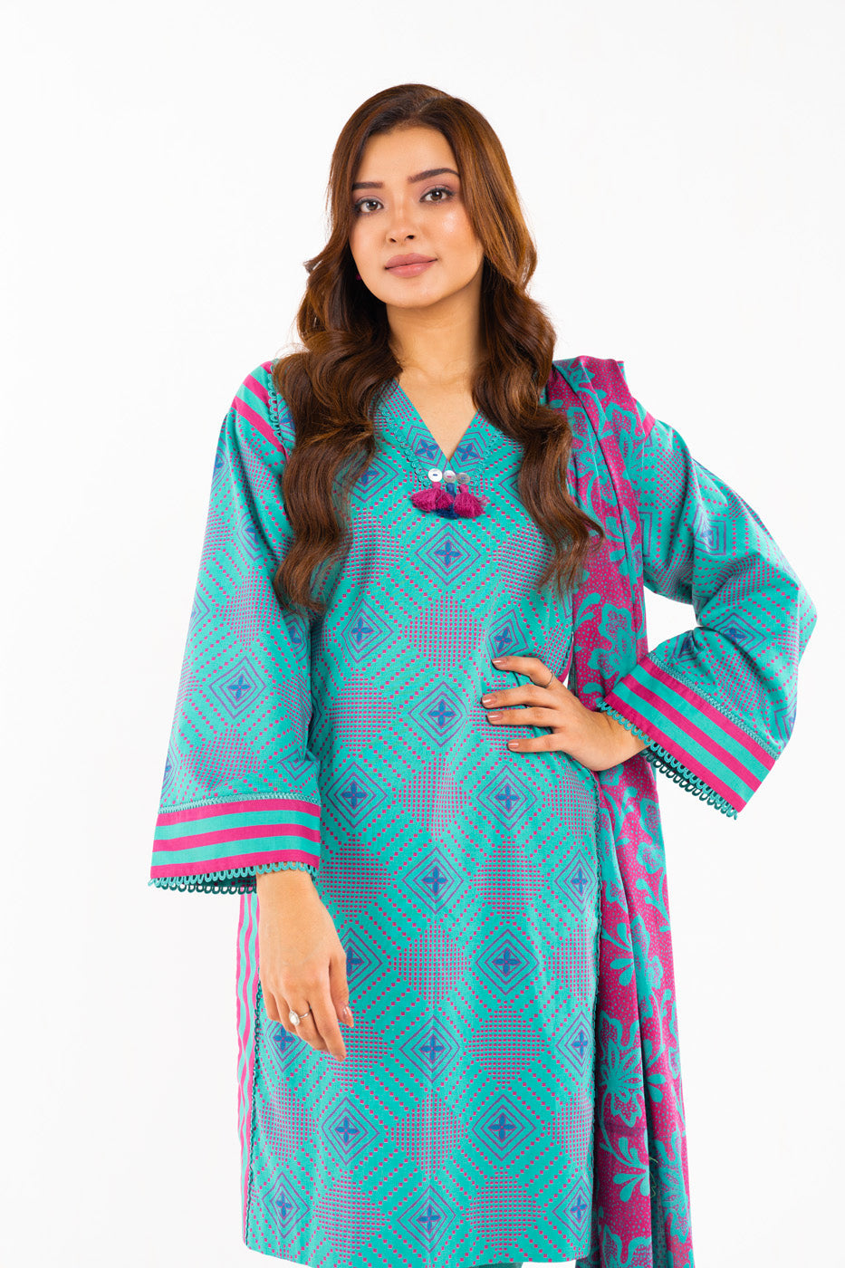 3 Pc Printed Lawn Suit With Lawn Dupatta