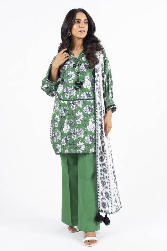 3 Pc Printed Lawn Suit With Lawn Dupatta