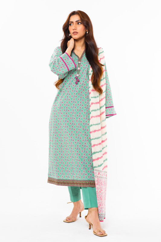 2 Pc Printed Lawn Suit With Lawn Dupatta