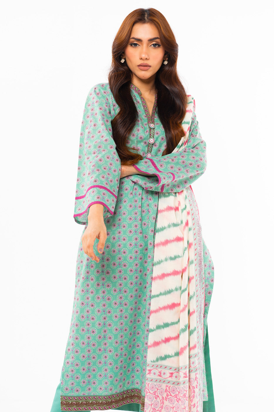 2 Pc Printed Lawn Suit With Lawn Dupatta