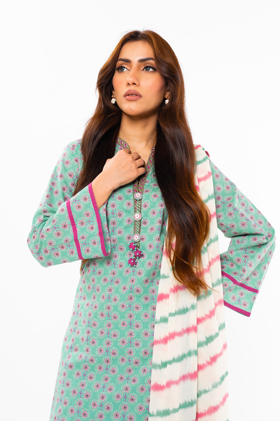 2 Pc Printed Lawn Suit With Lawn Dupatta