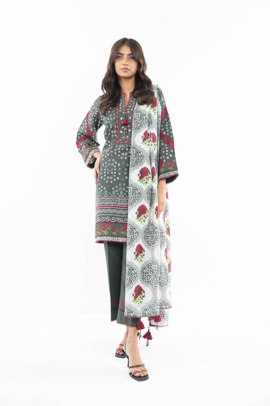 2 Pc Printed Lawn Suit With Lawn Dupatta