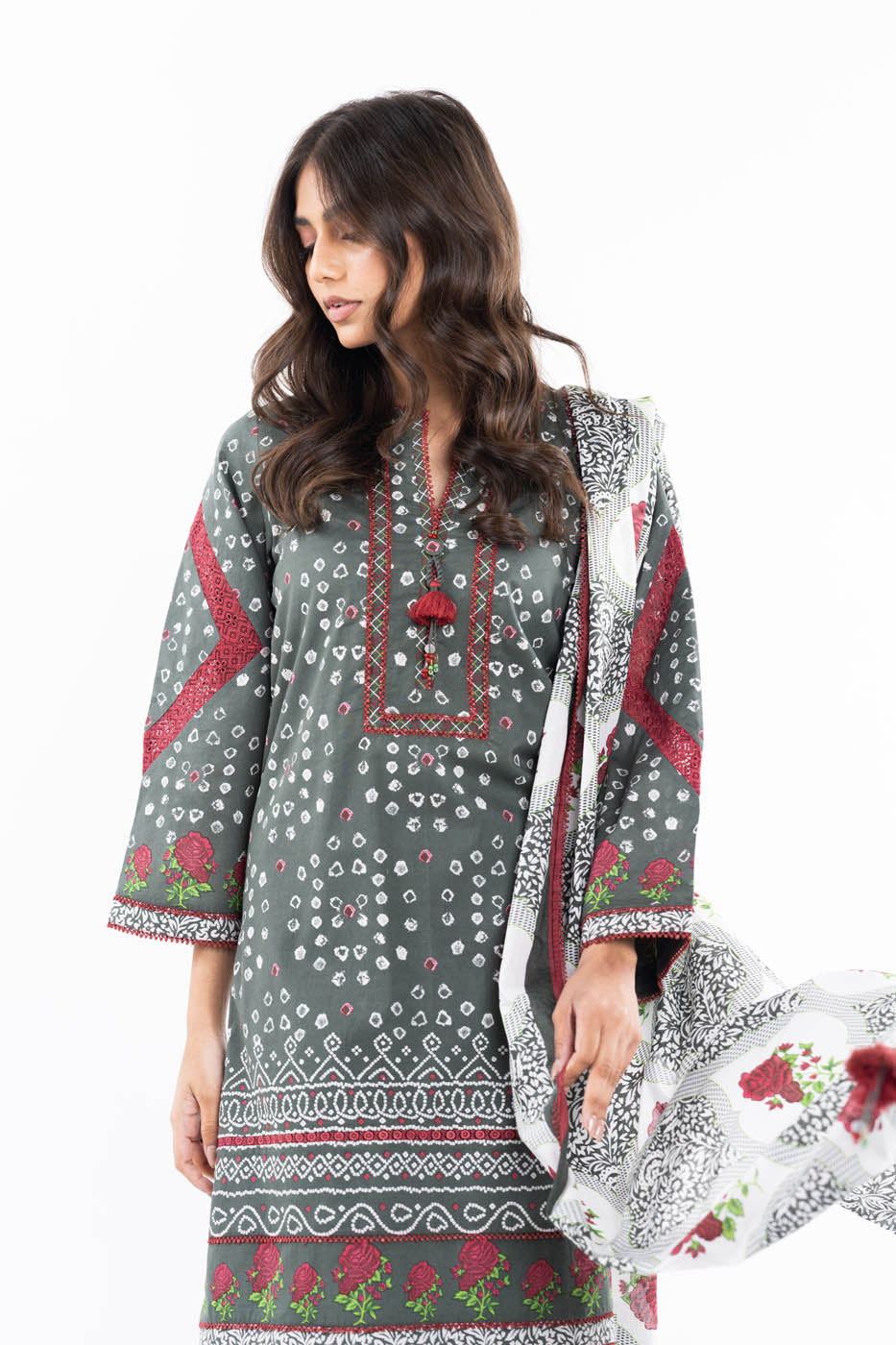 2 Pc Printed Lawn Suit With Lawn Dupatta