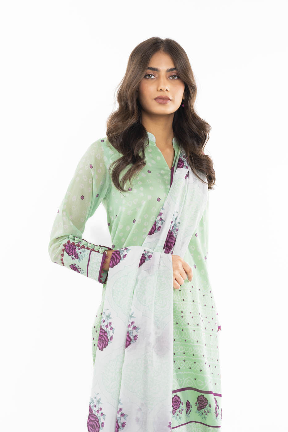 2 Pc Printed Lawn Suit With Lawn Dupatta