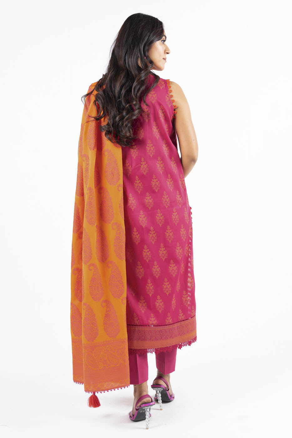 3 Pc Embroidered Lawn Suit With Burnout Dyed Dupatta