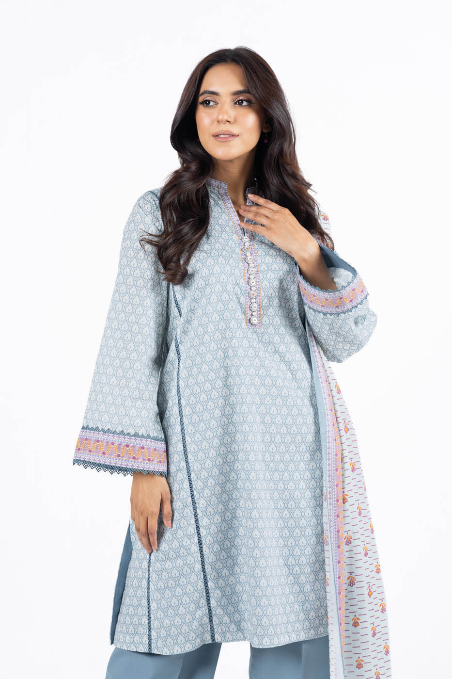 3 Pc Printed Lawn Suit With Lawn Dupatta