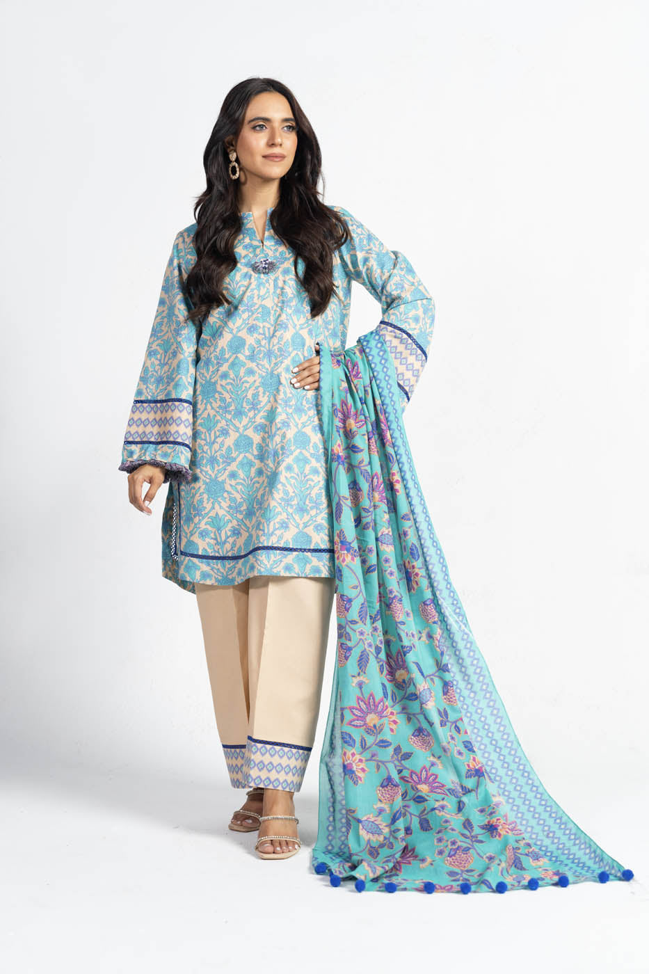 3 Pc Printed Lawn Suit With Lawn Dupatta