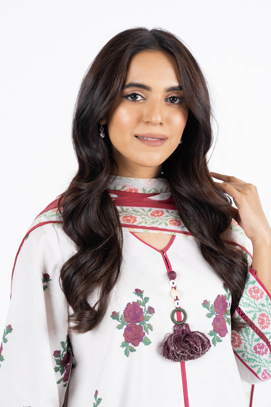 3 Pc Printed Lawn Suit With Chiffon Dupatta