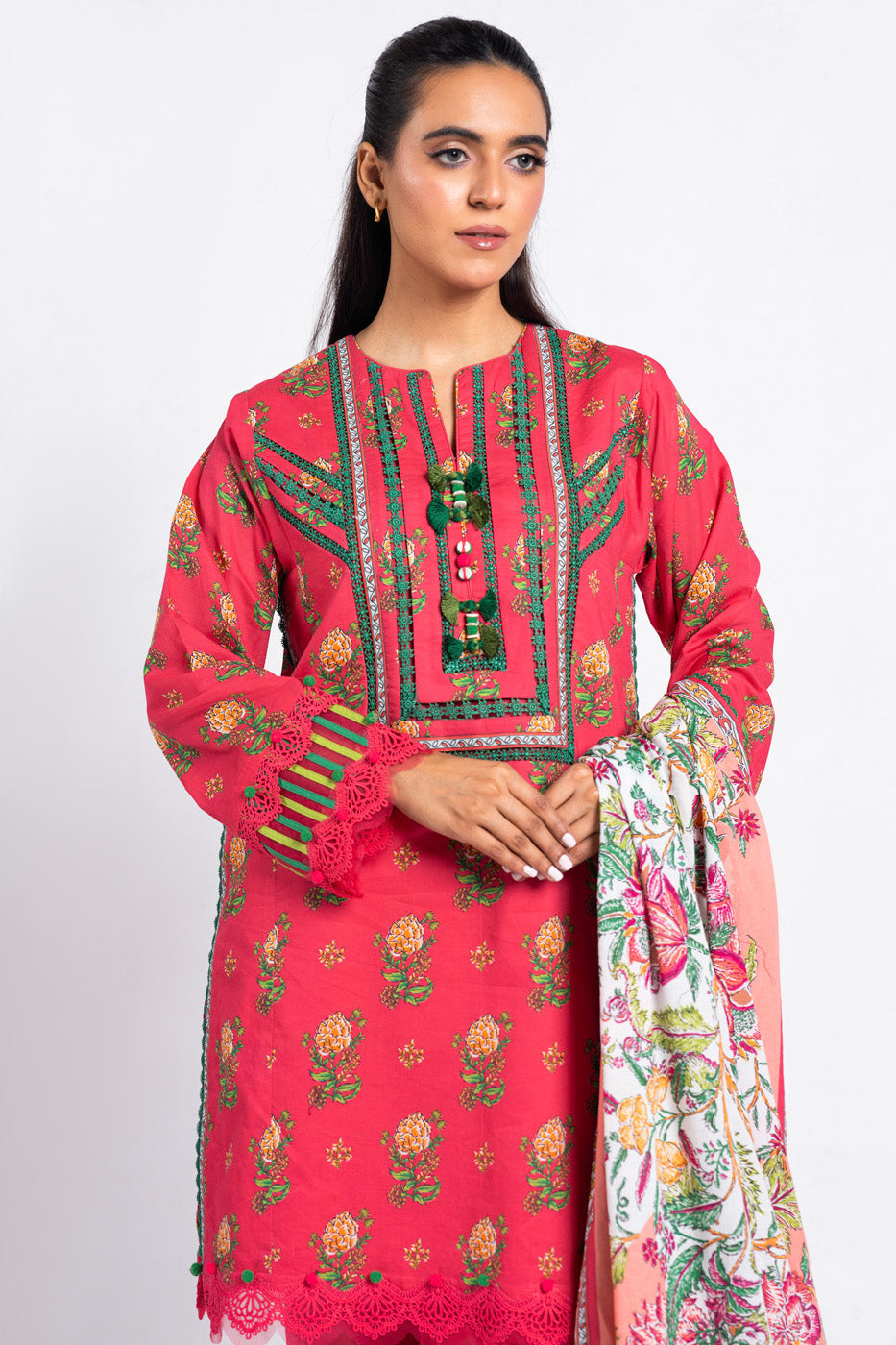 3 Pc Printed Lawn Suit With Lawn Dupatta