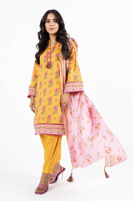 3 Pc Printed Lawn Suit With Lawn Dupatta