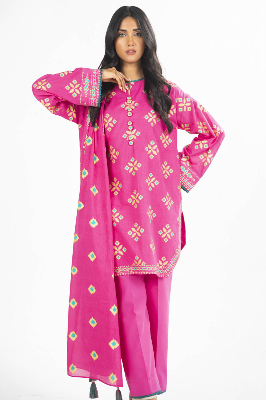 2 Pc Printed Lawn Suit With Lawn Dupatta