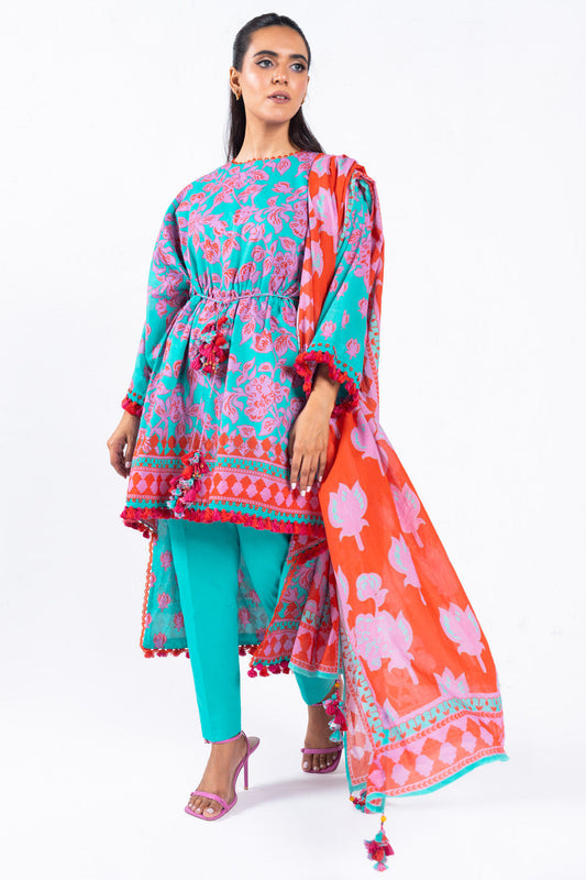 2 Pc Printed Lawn Suit With Lawn Dupatta
