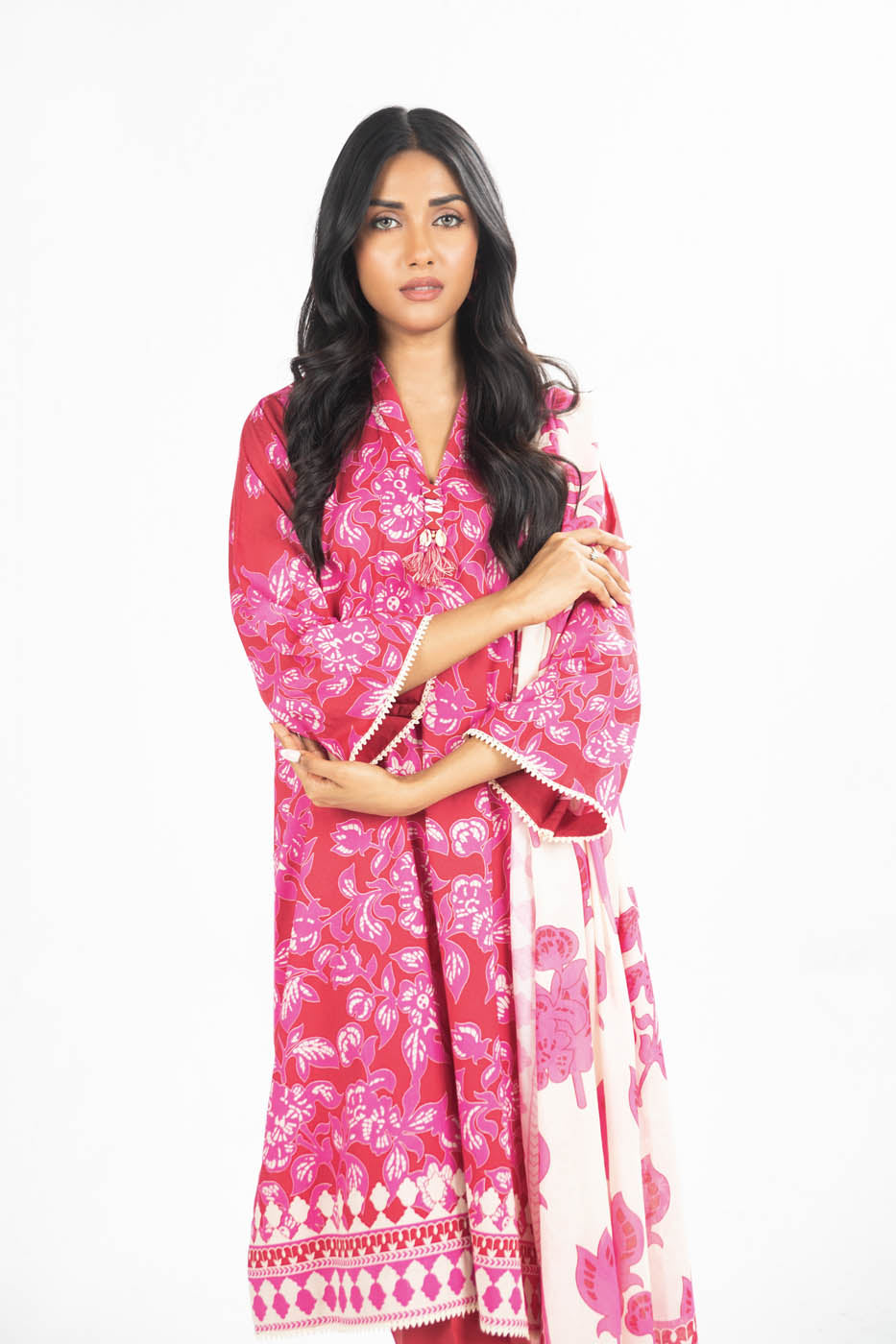2 Pc Printed Lawn Suit With Lawn Dupatta