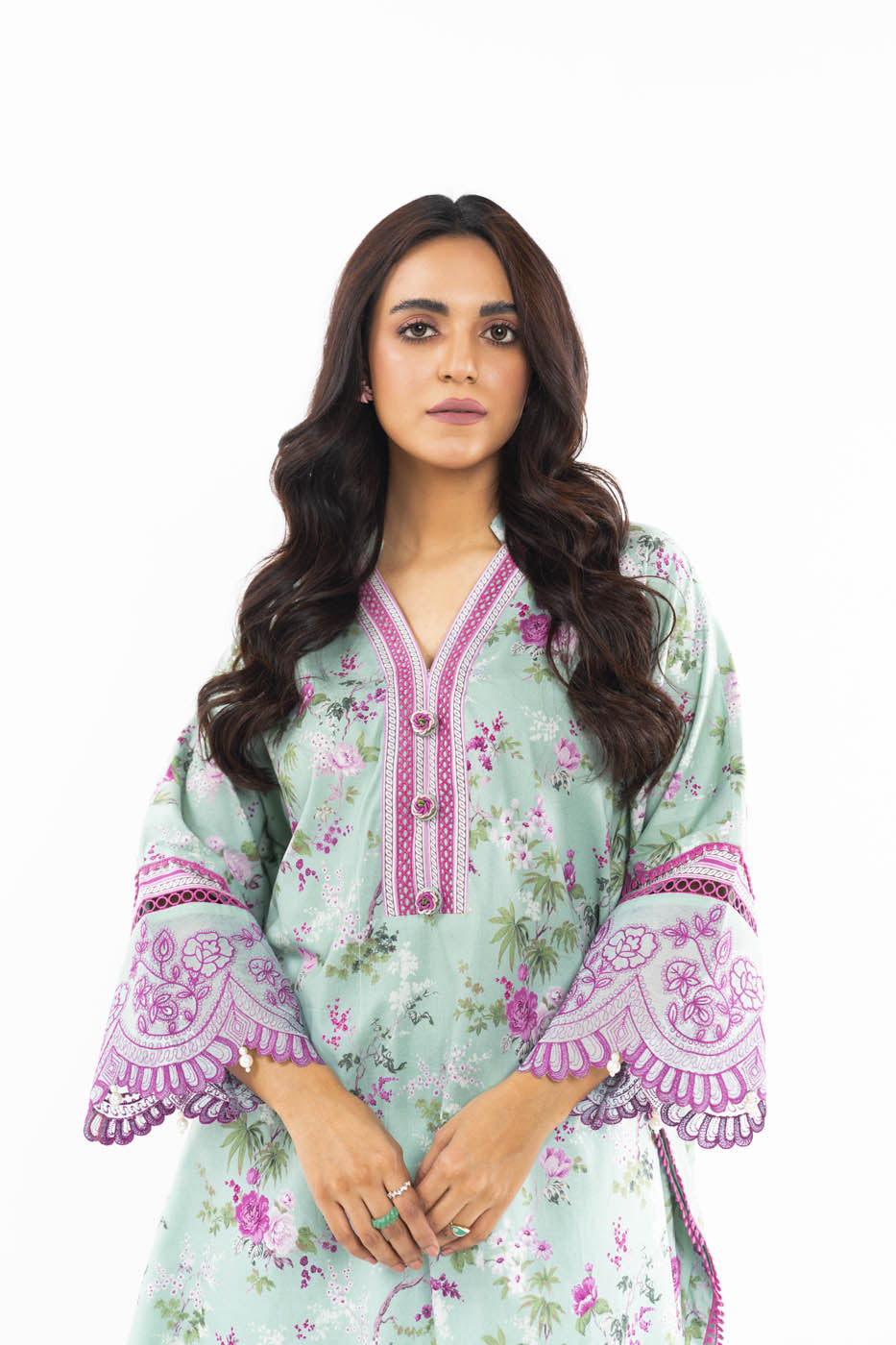 2 Pc Embroidered Lawn Suit With Cambric Trouser