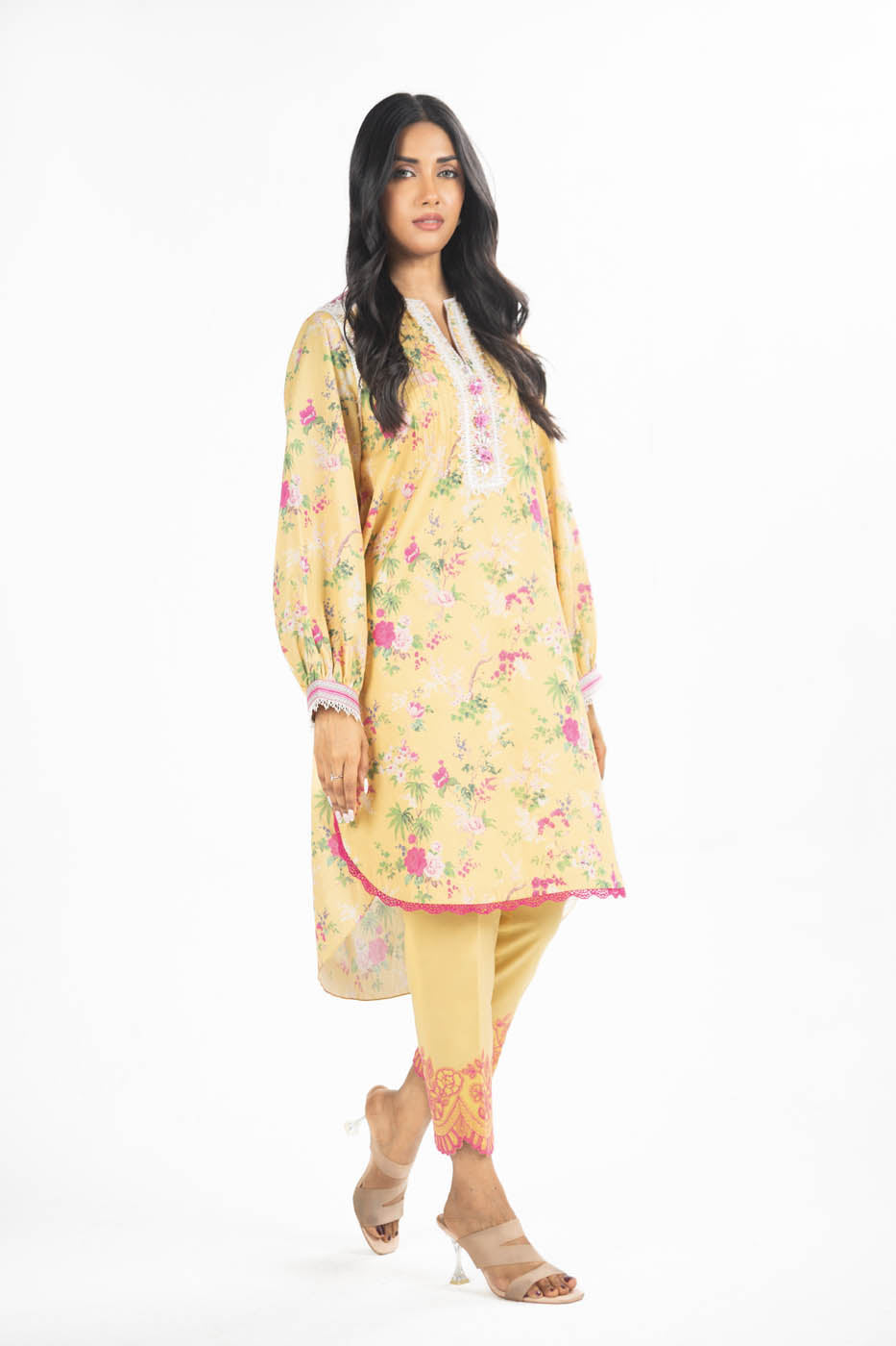 2 Pc Embroidered Lawn Suit With Cambric Trouser