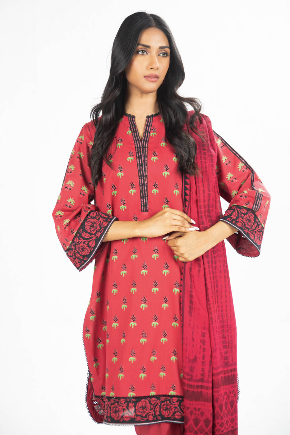 2 Pc Printed Lawn Suit With Lawn Dupatta
