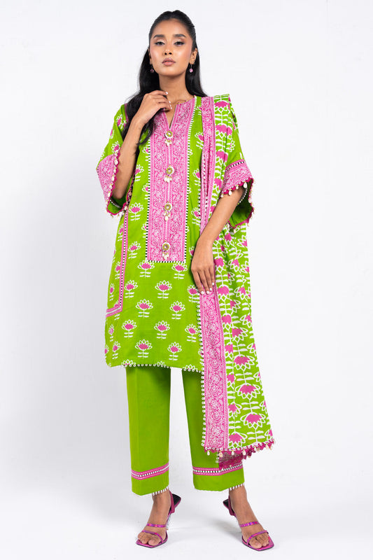 3 Pc Printed Lawn Suit With Lawn Dupatta